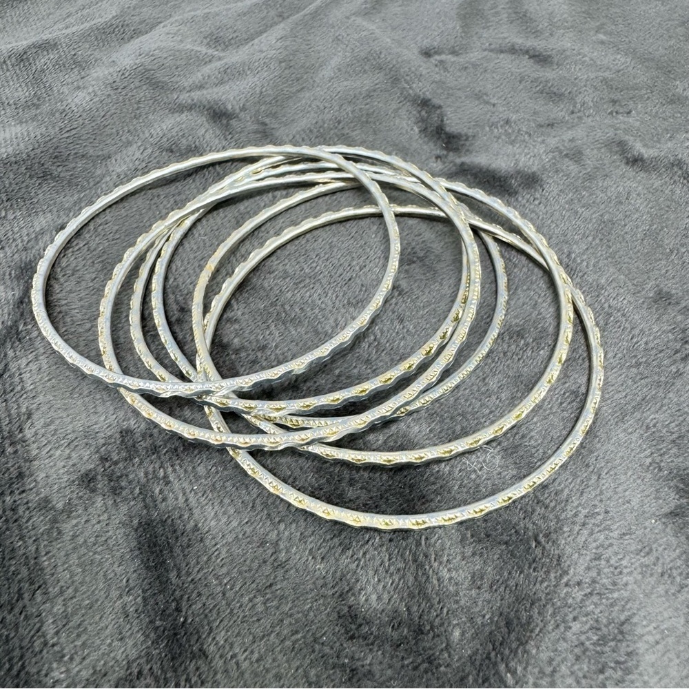 6 Vintage Gold Tone Bangle Bracelets